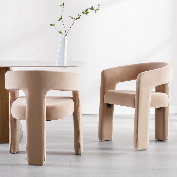 RIVOVA Modern Barrel Dining Chairs Set of 4, Velvet Upholstered Accent Side - Image 3