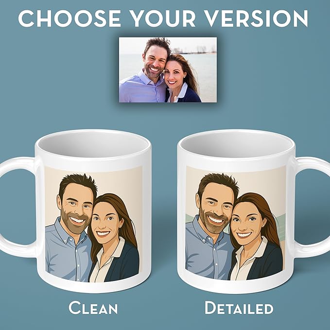 Personalized Coffee Mug, Custom Drawing Portrait Gift, Funny Customized Coffee Gift for Men & Women, Custom Mugs with Pictures, Pink 11oz Customized Ceramic Tea Cup