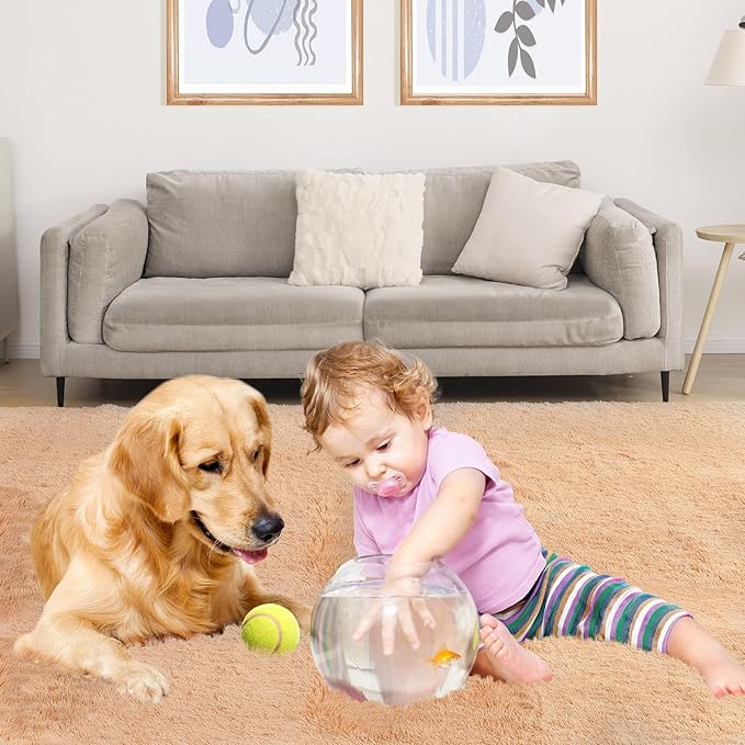 Luxury 3x5 Area Rug, Ultra Soft Rugs for Living Room, Plush Carpet Rugs for Bedroom, Non-Slip Indoor Rug for Nursery, Study Room, Playroom, Home Decor, Camel