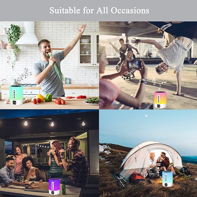 Alarm Clock Bluetooth Speaker, Night Light White Noise Machine Touch Bedside Lamp with Alarm Clock for Kids Multi-Color Changing Night Light Xmas Gifts for Teenage Girls Boys Women Teen Girl Gifts