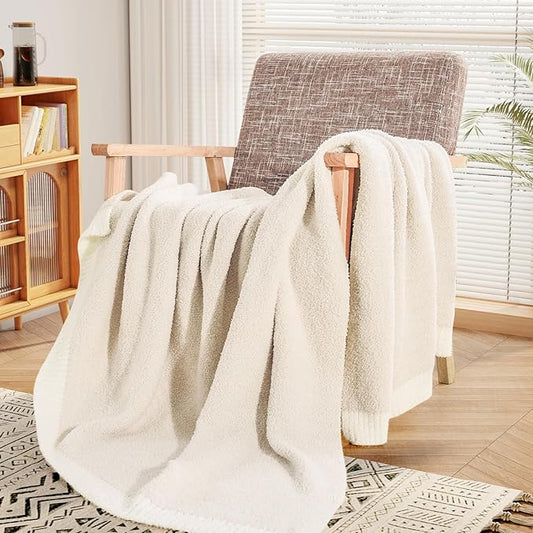 NEXHOME PRO Super Soft Blanket for Women, Cozy Blanket Warm Reversible Knit Lightweight Throws for Couch, Sofa Bed, Picnic, Heather Ivory, 50 x 60 inches