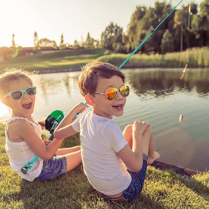 Kids Fishing Pole Kit Set，Portable Telescopic Fishing Rod and Reel Combo Full Kits for Boys, Girls, Beginner, Youth