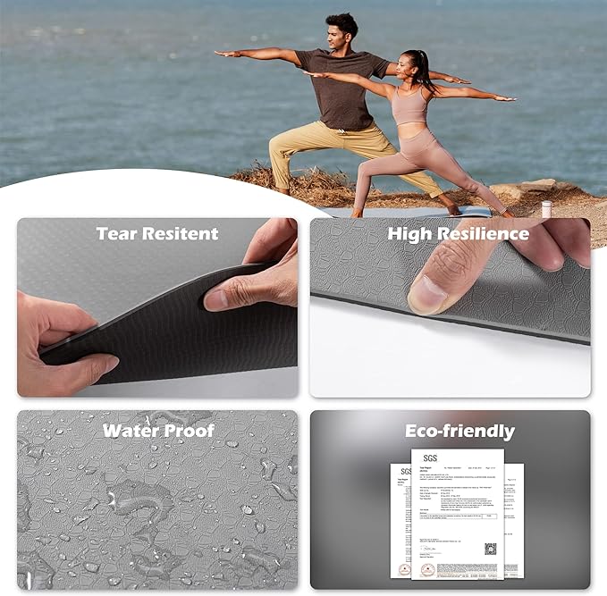 UMINEUX Yoga Mat Extra Thick 1/3'' & 2/5" Non Slip Yoga Mats for Women Eco Friendly TPE Fitness Exercise Mat with Carrying Sling & Storage Bag