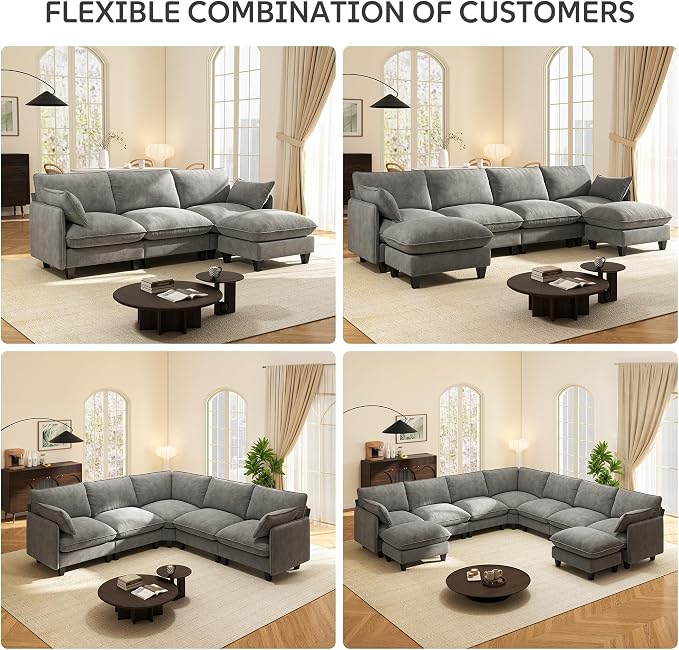 Ihanherry 107" Oversized V-Shaped Modular Sectional Sofa, Cloud Couch - Image 7