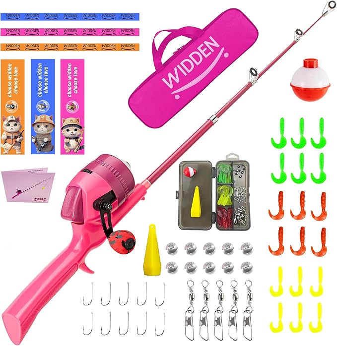 Kids Fishing Pole, Telescopic Fishing Rod, Toddler Collapsible Fishing Rod and Reel Combo with Tackle Box, Fishing Line, Bobber, and Soft Lures for Boy, Girl, Youth, Beginner, Over 4 Years Old