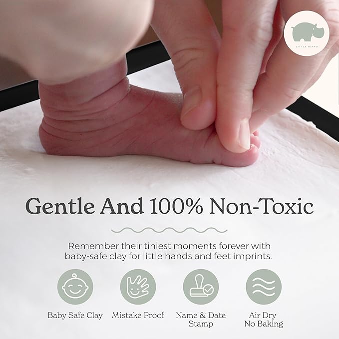 Little Hippo Baby Footprint Kit & Keepsake | Baby Handprint Kit | Baby Hand and Footprint Kit for Infant Gift, New Mom Gift (Black, Standard)