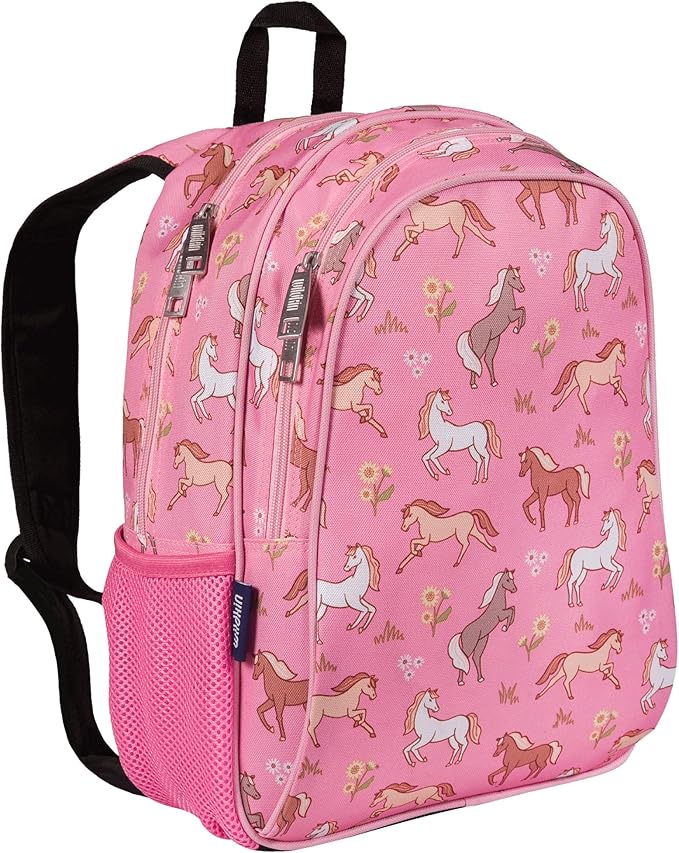 Wildkin 15-inch Kids Backpack – Durable, Padded, Adjustable for School & Travel - Wild Horses