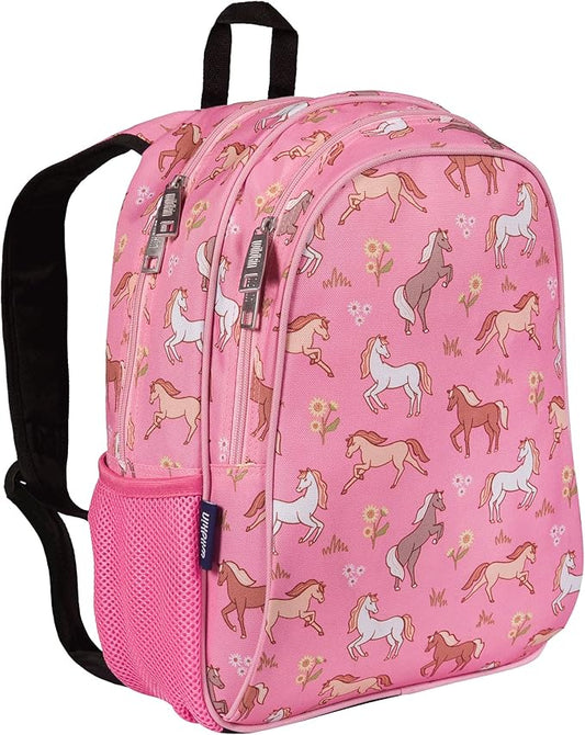 Wildkin 15-inch Kids Backpack – Durable, Padded, Adjustable for School & Travel - Wild Horses