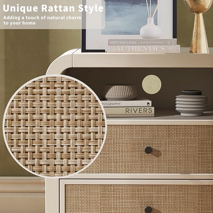 Oak&Sparrow Rattan Nightstand Set of 2, 23.6'' Rattan End Table - Image 5