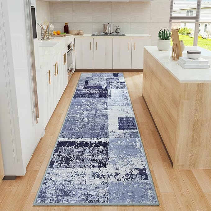 LOCHAS Washable Runner Rugs for Hallway, 2x8 Non Sip Soft Rug for Bedroom Entryway Kitchen Laundry Room, Long Abstract Carpet for Indoor Floor Bedside, Geometric Vintage Home Decor, Pet & kid Friendly