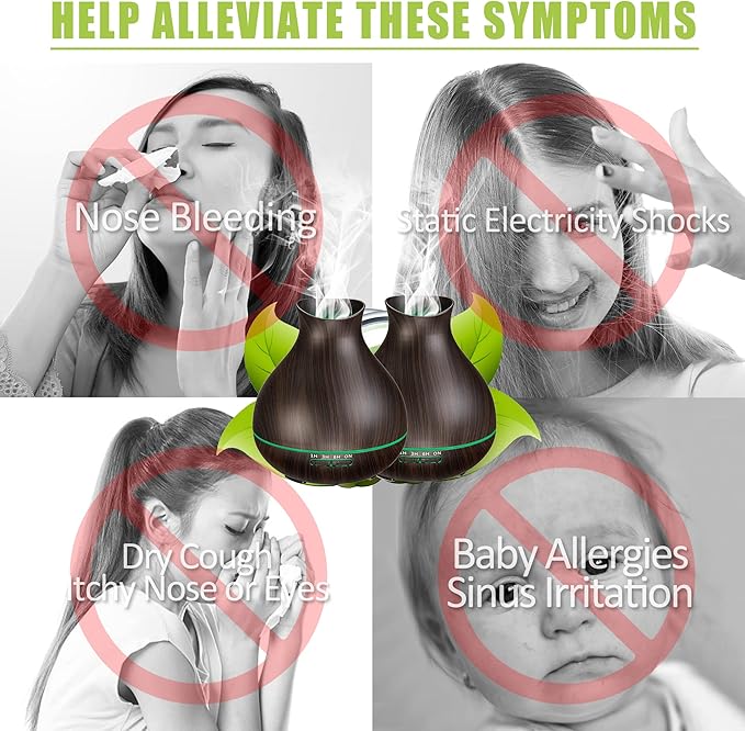 BZseed Aromatherapy Essential Oil Diffusers,2 PCS 550ml High Mist Output Humidifiers for Large Room, Home, Waterless Auto-Off, 7 Color LED Lights Cool Mist Humidifier Ultrasonic Diffusers