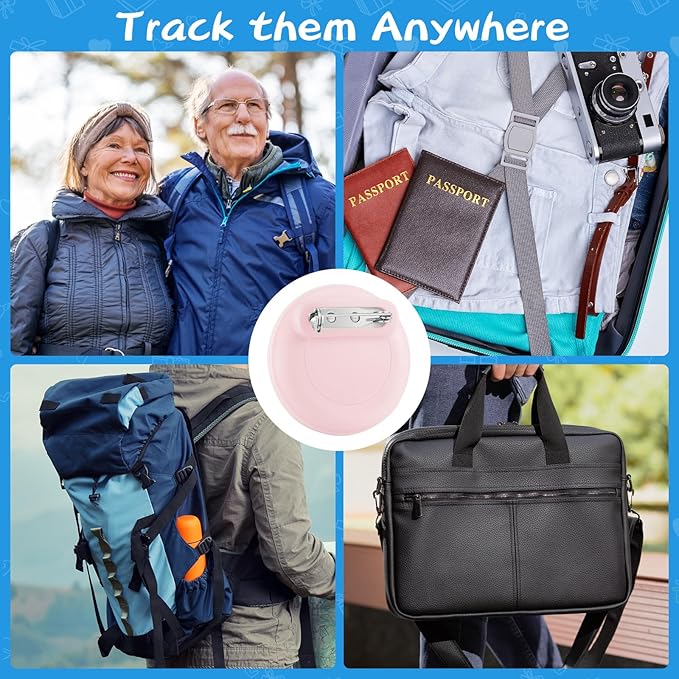 Waterproof Air Tag Holder for Kids, 4 Pack Air Tag Case with Invisible Pin, Soft Silicone Anti-Lost for Apple Air Tag, Used for Children, Elderly, Hidden Inside Clothes,Bag(White/Black/Pink/Navy Blue)