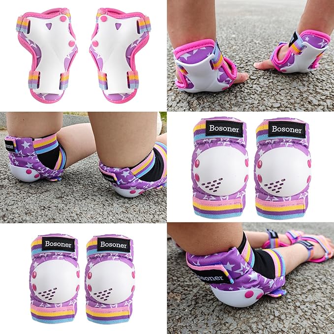 BOSONER Kids/Youth Knee Pad Elbow Pads for Roller Skates Cycling BMX Bike Skateboard Inline Rollerblading, Skating Skatings Scooter Riding Sports