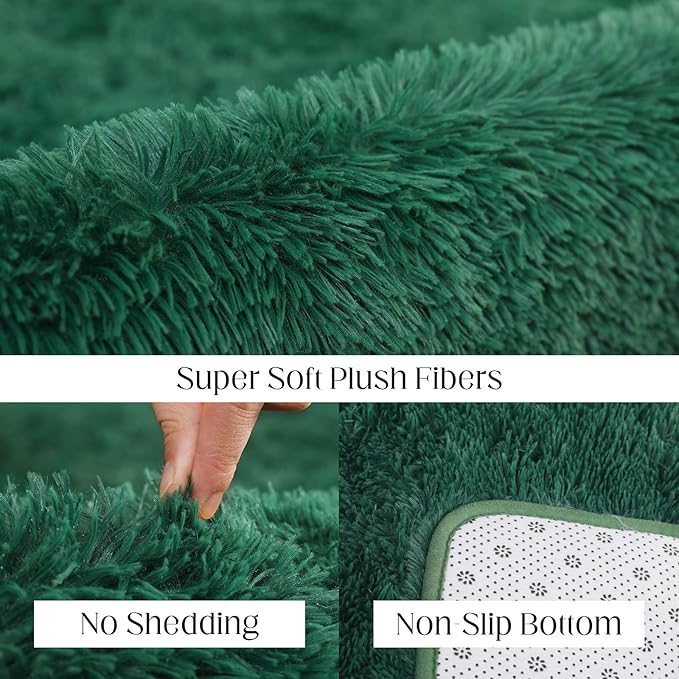 Ultra Soft Area Rug, Fluffy 5x7 Green Rugs for Living Room, Plush Area Rugs for Bedroom, Non-Slip Indoor Carpet for Nursery, Study Room, Kids Room, Room Decor