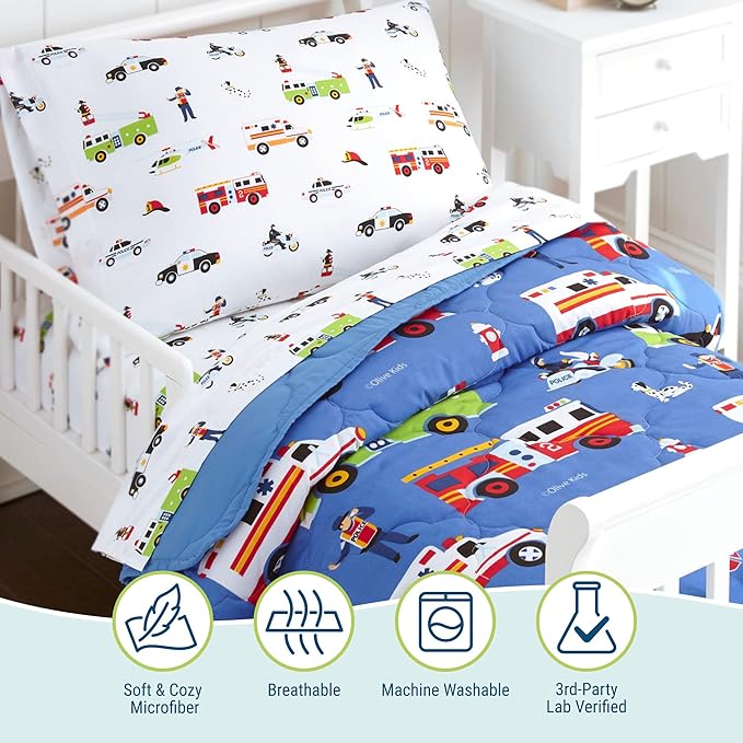 Wildkin Toddler Bed in a Bag – 4-Piece Microfiber Bedding Set with Comforter, Pillowcase & Sheets - Heroes