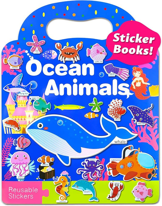 Benresive Reusable Sticker Books for Kids 2-4, Sticker Books for Toddlers 1-3 2-4, Toddler Travel Toys Activities Crafts Gifts - Ocean