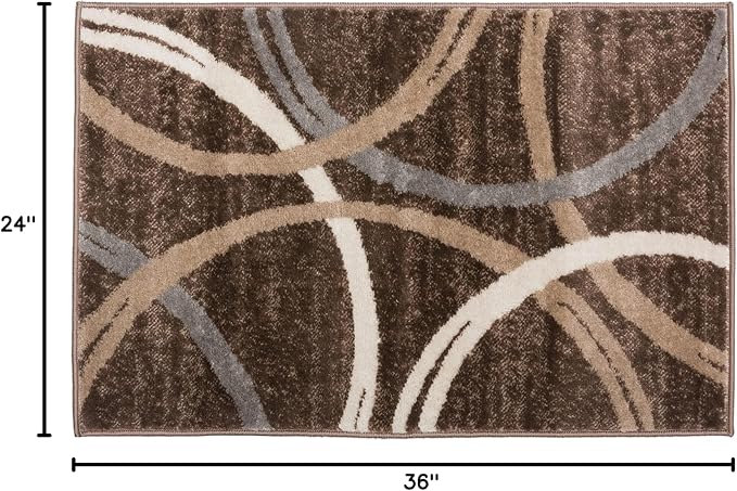Rugshop Modern Wavy Circles Design Area Rug 2' x 3' Brown