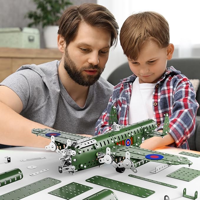Lucky Doug STEM Building Projects Model Airplane Set - 389 Pieces STEM Project Building Toys for Kids Ages 8-12, Assembly Science Kit Educational Army Toys Gift for Kids Boys 8 9 10 11 12-16 Years Old