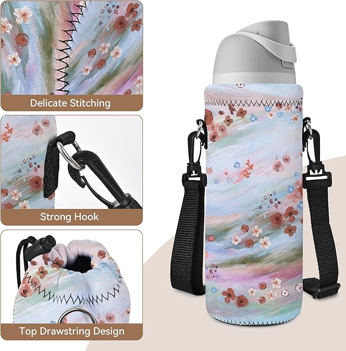 AUPET Water Bottle Bag Carrier,24oz/32oz Insulated Neoprene bottle Sling Holder Case Pouch Cover for 1000ML/750ML Bottles with Shoulder Strap for walking
