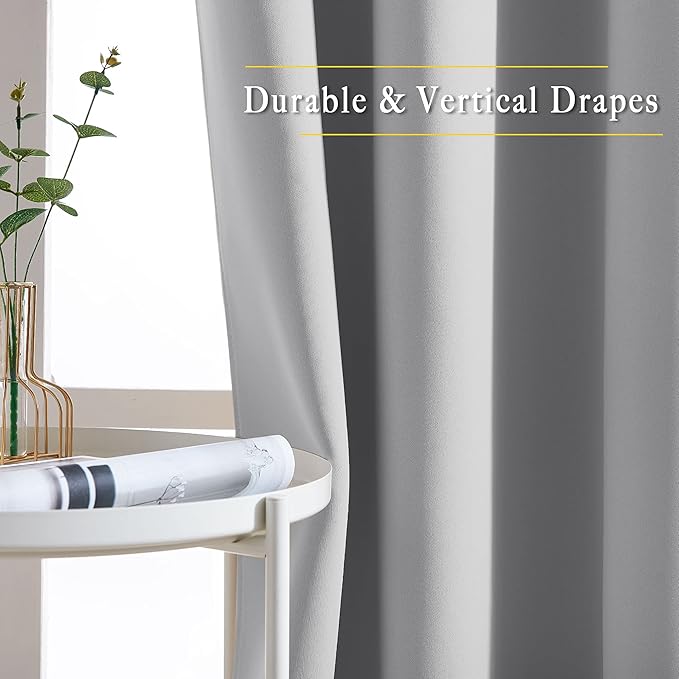 NICETOWN Blackout Window Curtains & Drapes 72" Long - Grommet Top Room Darkening Thermal Insulated for Bedroom/Living Room (2 Panels, 46 x 72 Inch, Silver Grey)