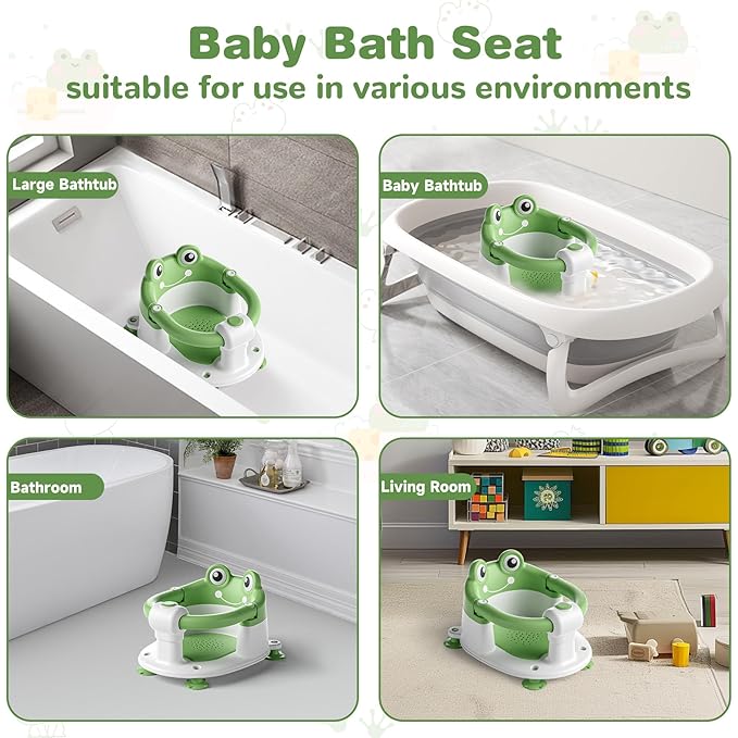 Baby Bath Seat for Babies 6 Months & up Non-Slip Toddler Bath Seats for Sitting Up Infant Bathtub Chair with Suction Cups and Soft Cushion for Baby Shower Tub Seat