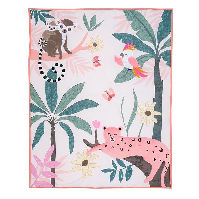 Lambs & Ivy Enchanted Safari Leopard/Lemur Jungle 3-Piece Baby Crib Bedding Set