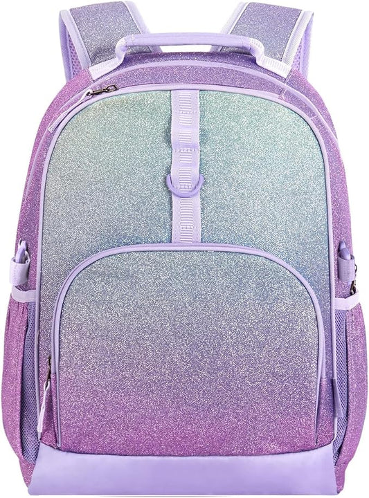 Choco Mocha Backpack for Girls, Elementary School Backpack for Girls Ages 6-8 Kids Kindergarten Backpack Bookbag 17 Inch with Chest Strap, Purple