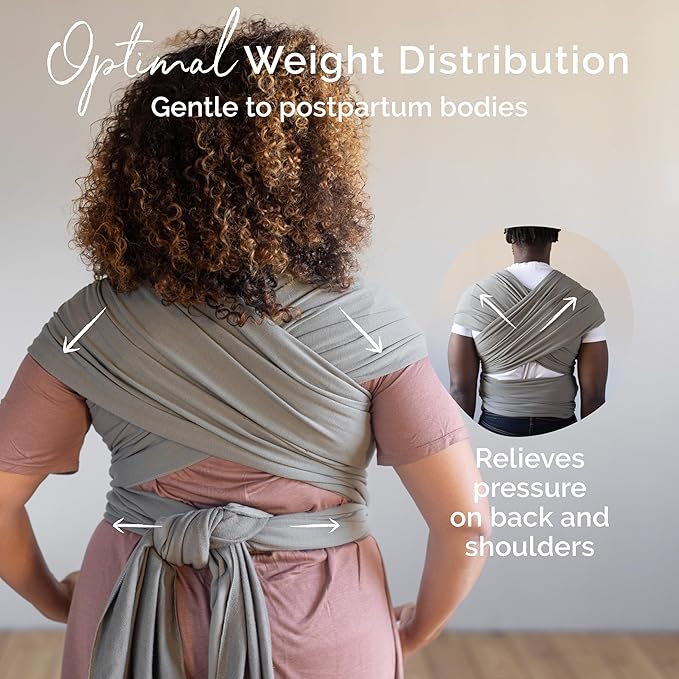 Boba Baby Wrap Carrier – Original Baby Sling Carrier for Newborns (7–35 lbs), Soft, Secure, Hands-Free & Ergonomic, Ideal for Comfortable Bonding, New Parents (Grey)