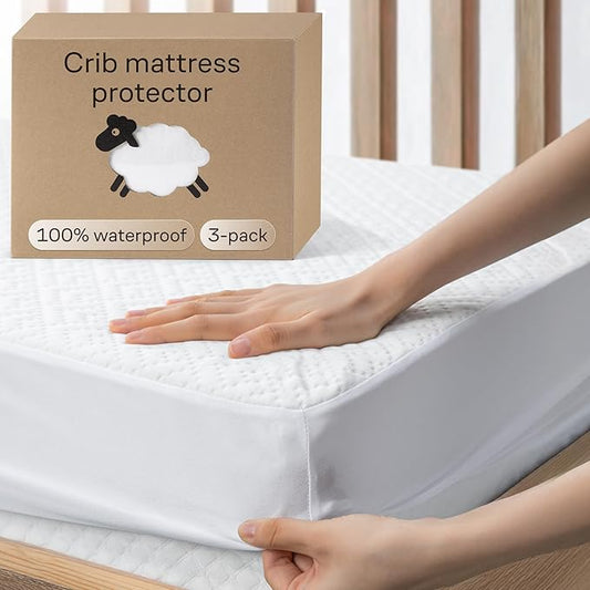 Niagara Crib 3 Pack 100% Waterproof Mattress Protector, Soft Breathable Crib Mattress Protector with Deep Pocket, Mattress Pad for Toddler and Baby (52x28, White) - Viscose Made from Bamboo