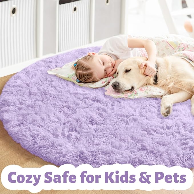 Amdrebio Light Purple Large Round Rugs 6Ft - Image 3