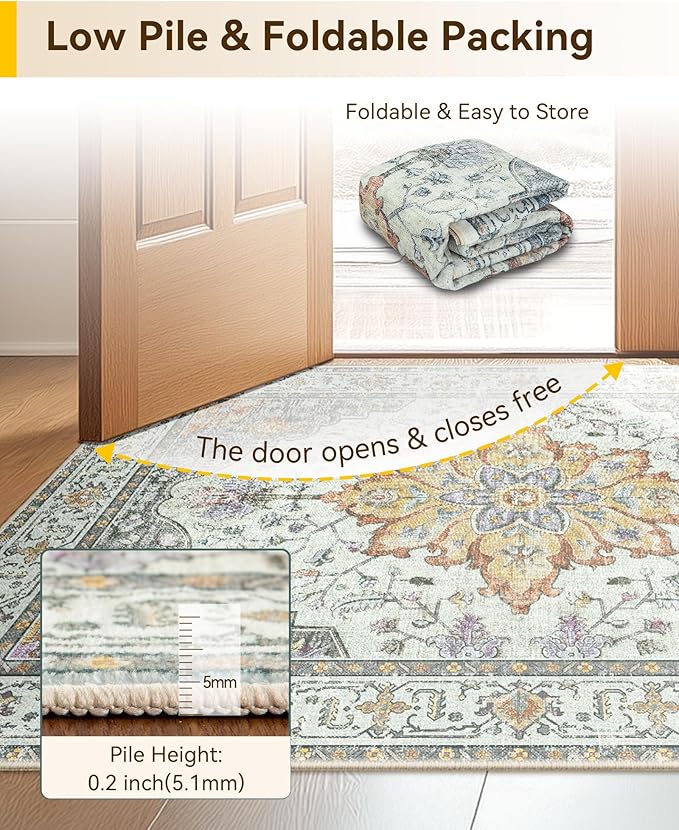 RELEANY Area Rugs 2'6"x5' Runner Rug Non Slip Washable - Image 5