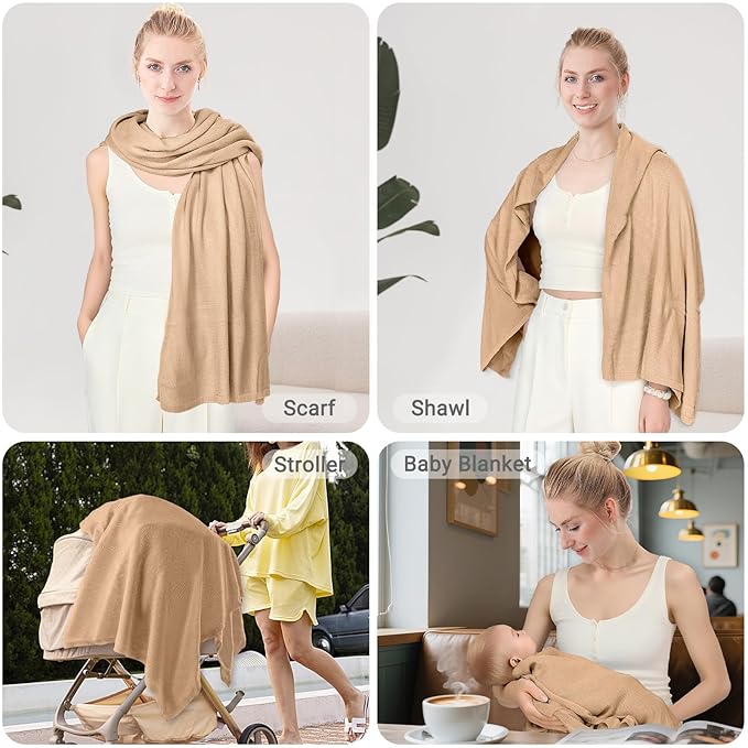 Nursing Cover for Breastfeeding – Privacy Breast Feeding Covers for Women – Soft Lyocell Fabric, Lightweight & Breathable – Multi-Use Scarf, Shawl, Baby Blanket – One Size – With Laundry Bag