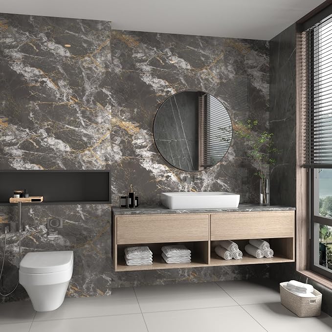 BAYYA 48"x354" Extra Wide Marble Contact Paper Dark Grey Marble Wallpaper Peel - Image 4