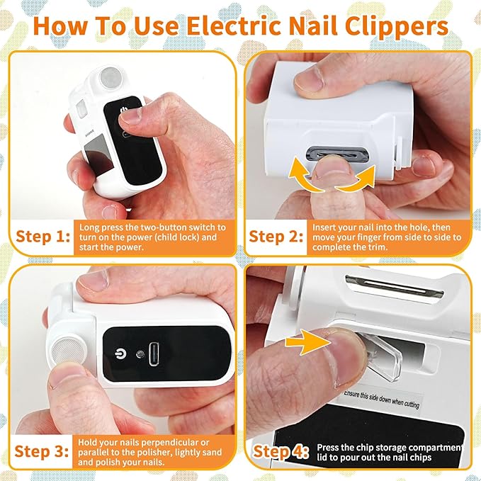 Electric Nail Clipper, Electric Baby Nail Clipper with LED Light and Nail Clip Storage, USB Rechargeable Safety Fingernail Trimmer for Baby, Kids, Seniors