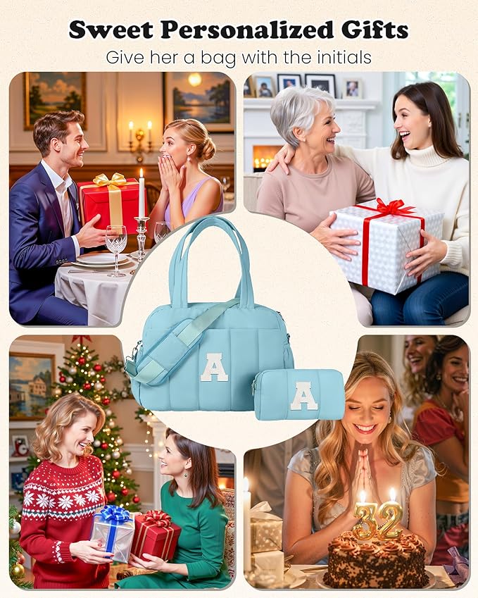 Duffle Bag, Weekender Bags for Girl，Initial Overnight Bag with Wet Pocket，Monogrammed Gift for Woman-Lightweight Dance Bags Personalized Gymnastics bag with Makeup Pouch