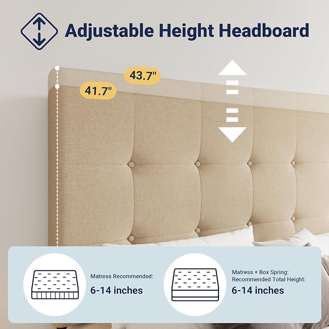 Allewie Upholstered King Size Platform Bed Frame - Image 4