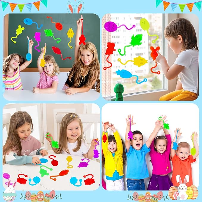 40 Pcs Easter Sticky Hands for Kids, Plastic Easter Eggs Fillers Basket Stuffers for Toddler Boys Girls Easter Eggs Hunt Games Party Favors Supplies Classroom Prizes Goodie Bag Fidget Sensory Toy Bulk