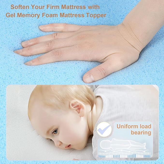 NeoBorn Baby Bassinet Mattress Pad, 47" x 23.6" Dual Sided Comfort Gel Memory Foam Mattress with Removable Soft Tencel Cover Fit for ADOVEL/BabyBond/ANGELBLISS/ELEMARA Bassinet Bedside Crib