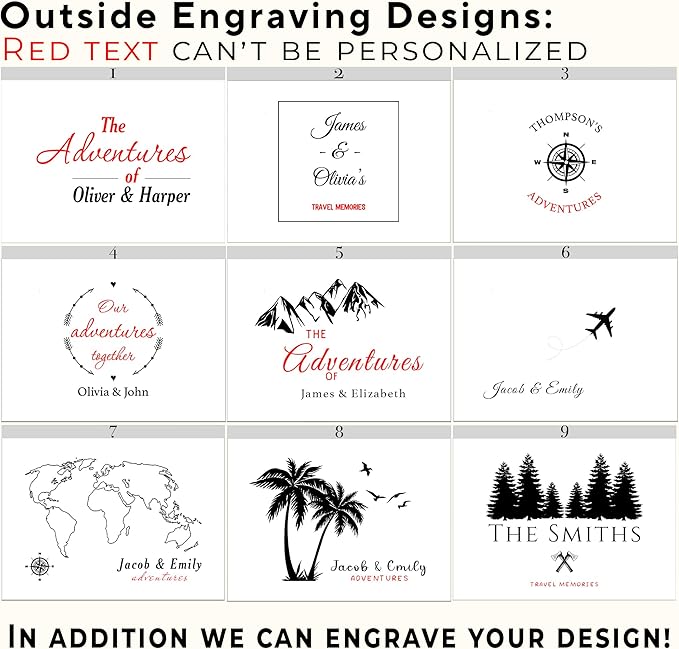 Our Adventure Travel Memory Box - Personalized Travel Couple Gift, Acacia Wood Chest Trunk for Couples Adventure Keepsakes, Honey Moon Trip Keepsake Box for Tickets, Valentine's Gifts, 11,5x8,5x5,5 in