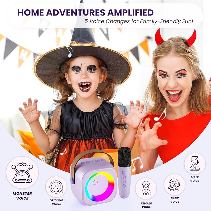 Karaoke Machine for Kids Toys for 4-12+ Year Old, Mini Portable Bluetooth Speaker with 2 Wireless Microphones, Birthday Party for Girls Boys