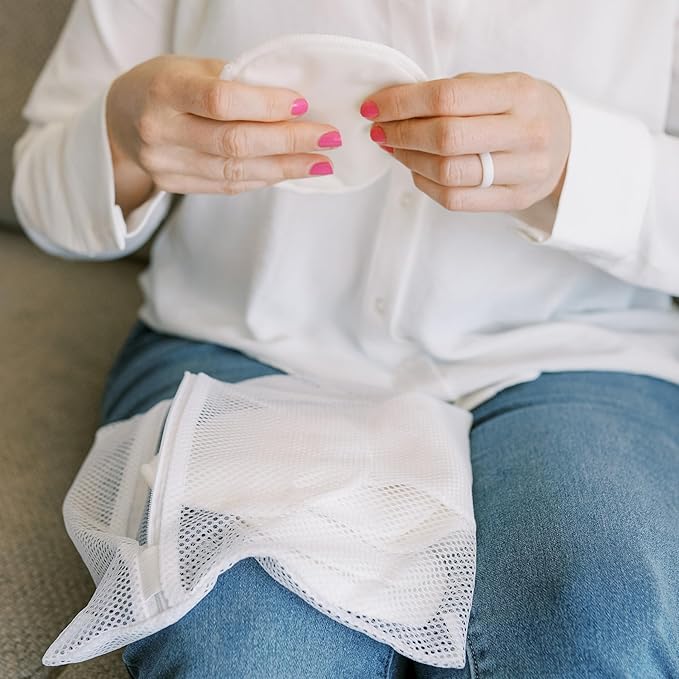 Dr. Brown's Reusable Breast Pads for Breastfeeding, Washable Nursing Pads with Laundry Bag, Day & Night Absorption, 8 Count