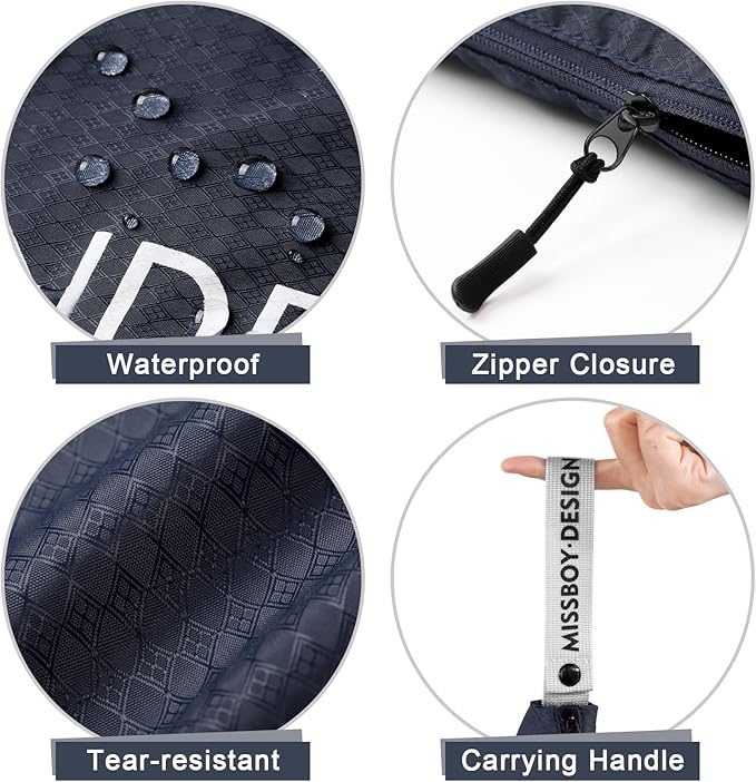 MissBoy 2 Pack Laundry Bags, Nylon Washable Wet Dry Bag, Travel Laundry Bags for Dirty Clothes, Swimming Bathing Suit Workout Wet Clothes Bag