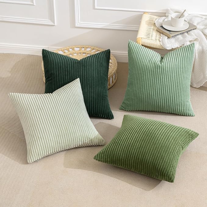 MIULEE Boho Farmhouse Sage Green Throw Pillow Covers 16x16 Inch Set of 4 - Image 4