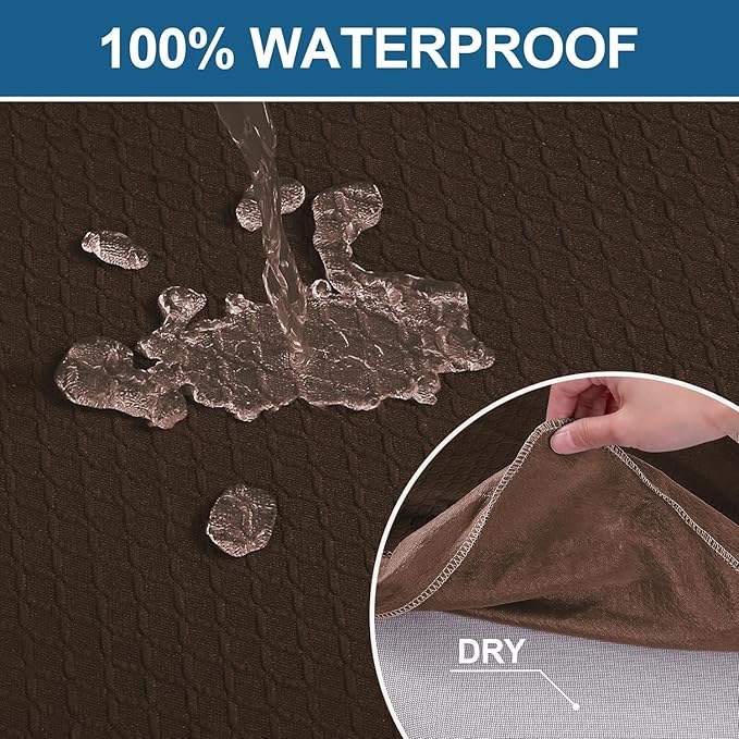 Smiry Waterproof Seat Covers for Dining Room Chairs Set of 8, Stretch Jacquard - Image 3