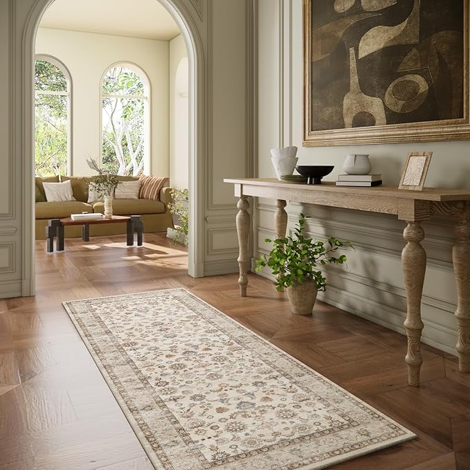 Washable Runners for Hallways Kitchen Rug: 2'6"x8' Kitchen Runner Stain Resistant Non Slip Low Pile Soft Carpet Runners for Hallways Bedroom Entryway Indoor Beside Bathroom Laundry Room