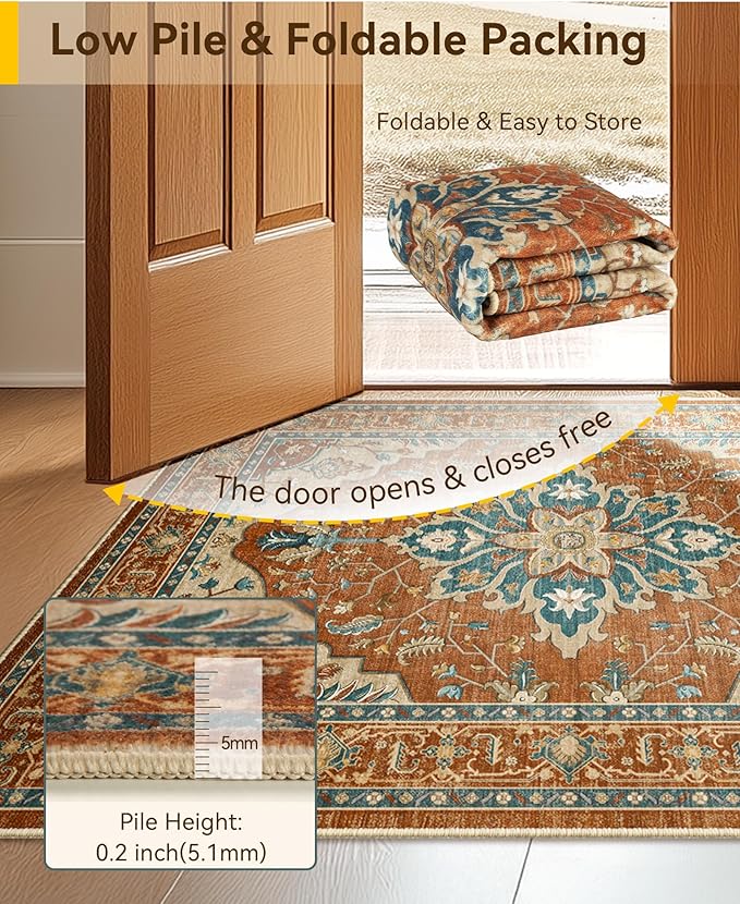 RELEANY Area Rugs 2'x6' Runner Rug Non Slip Washable - Image 5