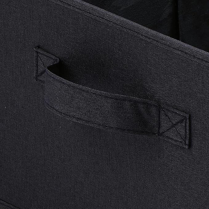 HOONEX Storage Bins with Lids for Organizing, Pack of 2, Storage Boxes with 2 Carrying Handles and Sturdy Heavy Cardboard, 16.5" L x 11.8" W x 7.5" H for Shoes, Books, Clothes, Black