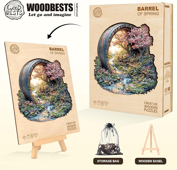 Wooden Puzzles for Adults, Spring Flower Wooden Jigsaw Puzzle for Adults, 200 Piece Unique Animal Shape Wood Puzzles Adult, Birthday Party Gifts for Friends & Family Game Home Decor (M-11.4 * 11.2in)