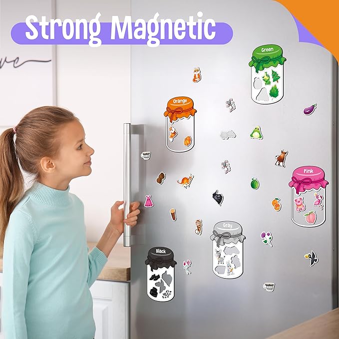 12 Pieces Magnetic Color Sorting Toys, 60 Color Magnets Educational Refrigerator Whiteboard for Baby Toddlers Kids Magnets