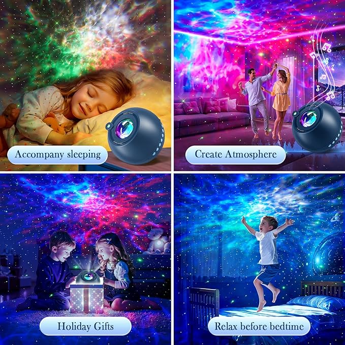 Star Projector Galaxy Light Projector for Bedroom, 15 Colors+15 White Noise Galaxy Projector for Bedroom Kids,Bluetooth Room Projector Lights for Bedroom Star Night Light Projector for Kids Room Gifts